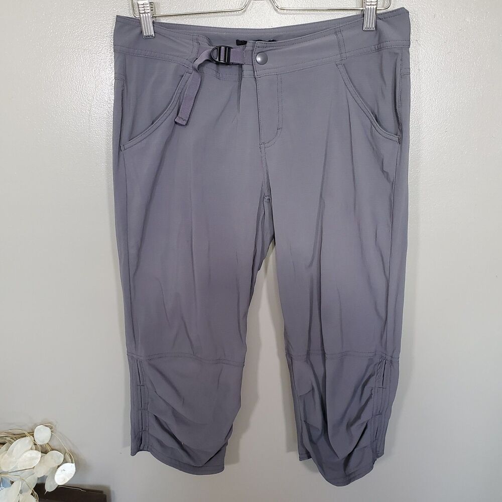 Prana Jasmine Kicker Capri Pants Size 10 Gray Hiking Outdoor Ripstop Fabric